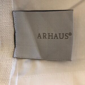 Pair Arhaus White Linen Curtain Drape Panels Rod Pocket or Pins 48” x 86”